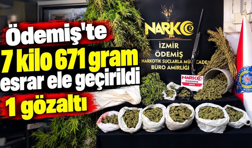 Ödemiş'te 7 kilo 671 gram esrar ele geçirildi 1 gözaltı