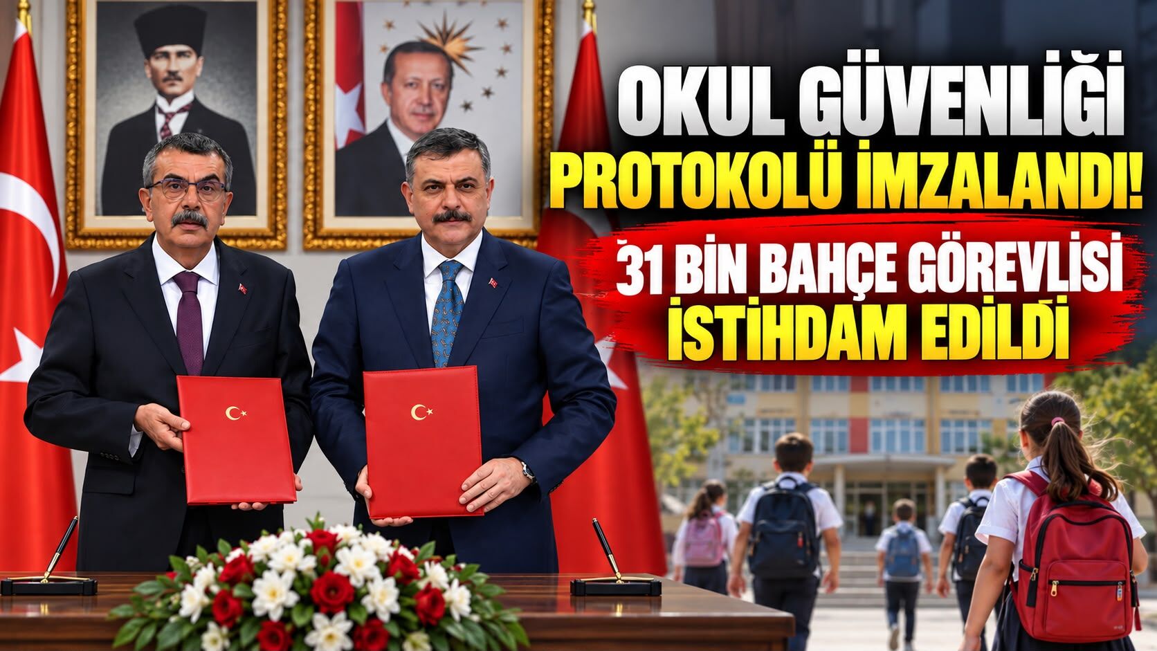 Okul güvenliği protokolü imzalandı! 31 bin bahçe görevlisi istihdam edildi