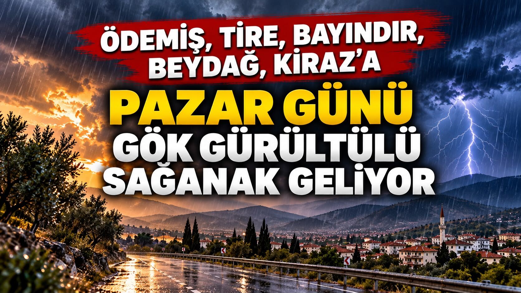 Ödemiş, Tire, Bayındır, Beydağ, Kiraz'a Pazar Günü Gök Gürültülü Sağanak geliyor