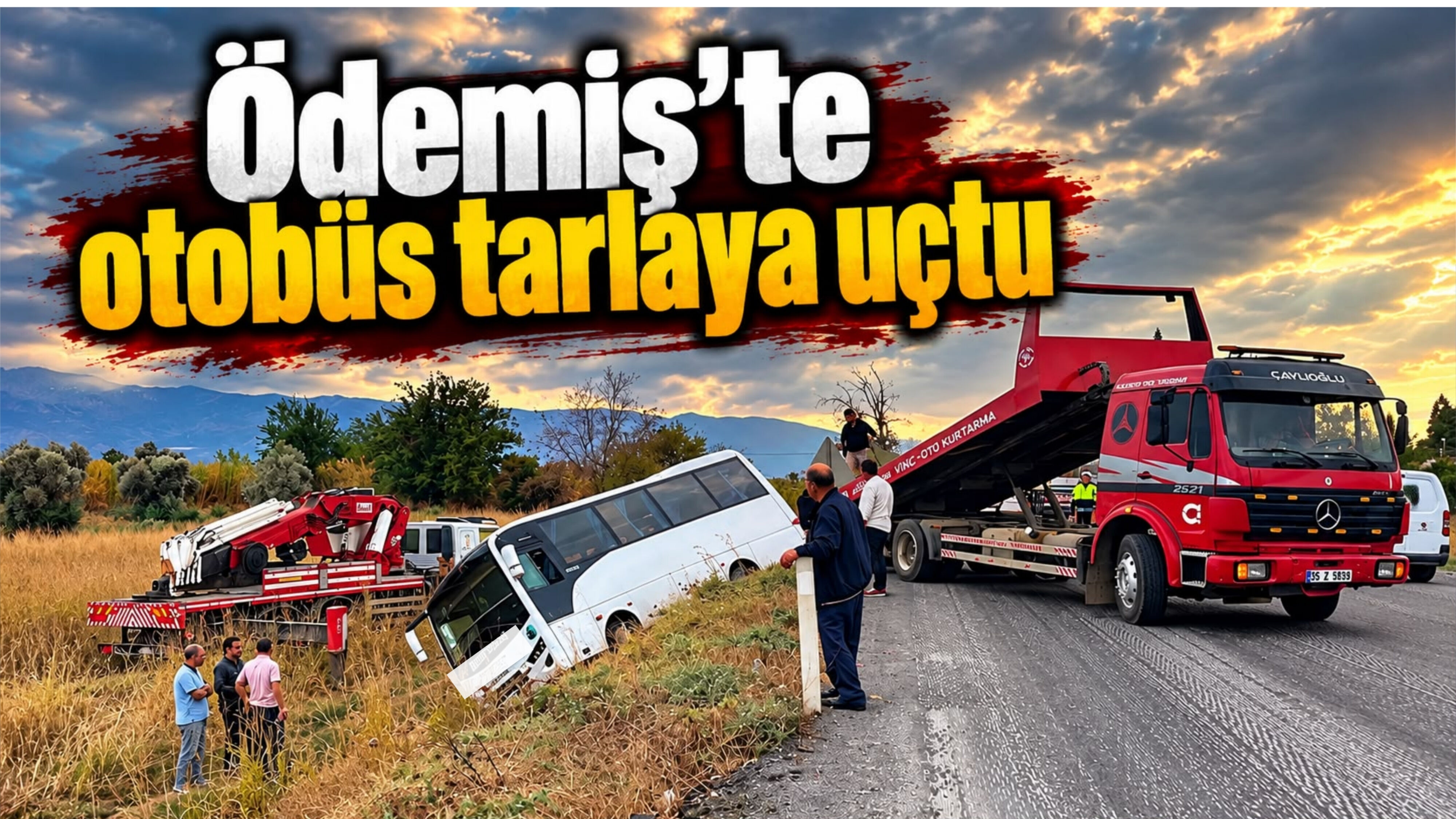 Ödemiş’te otobüs tarlaya uçtu